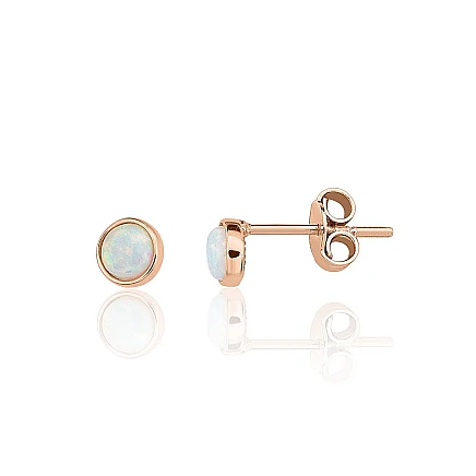 Classic Studs,  - Gold classic studs earrings, 0.78 g, Red Gold 585 fineness, Opalit