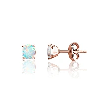 Gold classic studs earrings, Red Gold 585 fineness, Opalit