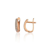 Золотые серьги на английском замке, 2.12 g, Красное Золото 585 проба, Цирконы