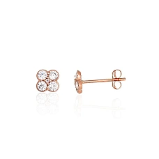 Gold classic studs earrings, 0.45 g, Red Gold 585 fineness, Zirkons