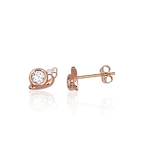 Gold classic studs earrings, 0.7 g, Red Gold 585 fineness, Zirkons