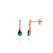Gold classic studs earrings, 0.53 g, Red Gold 585 fineness, Zirkons