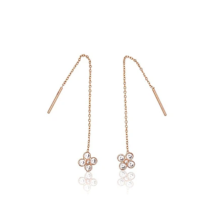 other,  - Gold Earrings, 0.62 g, Red Gold 585 fineness, Zirkons