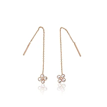 Золотые серьги, 0.64 g, Красное Золото 585 проба, Цирконы
