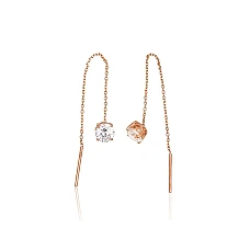 Золотые серьги, 0.92 g, Красное Золото 585 проба, Цирконы