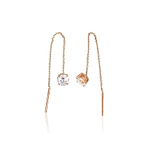 Золотые серьги, 0.93 g, Красное Золото 585 проба, Цирконы