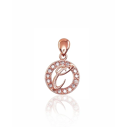 Letters,  - Gold pendant, 0.83 g, Red Gold 585 fineness, Zirkons, Letter: C