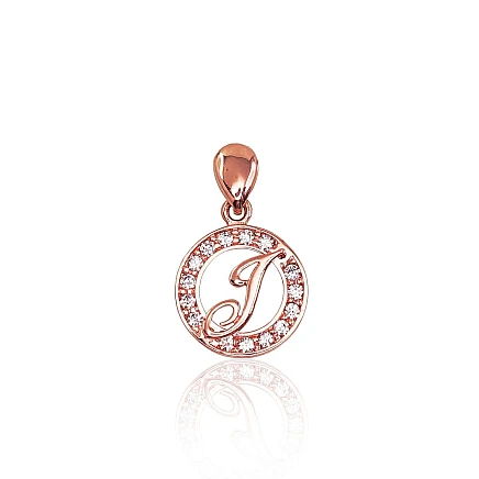 Letters,  - Gold pendant, 0.81 g, Red Gold 585 fineness, Zirkons, Letter: J