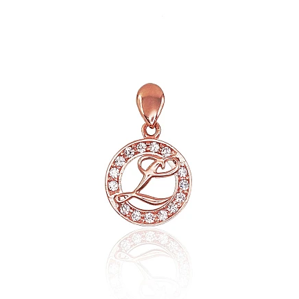 Letters,  - Gold pendant, 0.8 g, Red Gold 585 fineness, Zirkons, Letter: L