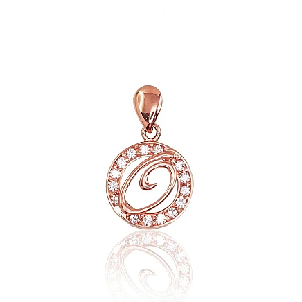 Letters,  - Gold pendant, 0.82 g, Red Gold 585 fineness, Zirkons, Letter: O