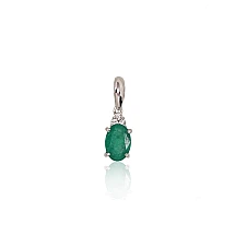 Zelta kulons, 0.45 g, Baltais Zelts 585 prove, Briljanti , Smaragds