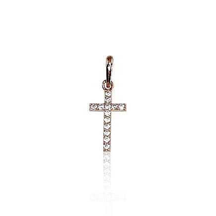 Crosses and Icons, Cross - Gold pendant, 0.27 g, Red Gold 585 fineness, Zirkons