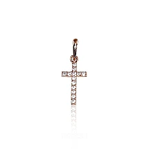 Золотой кулон, 0.28 g, Красное Золото 585 проба, Цирконы