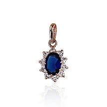 Золотой кулон, 0.52 g, Красное Золото 585 проба, Цирконы