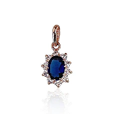 Золотой кулон, 0.52 g, Красное Золото 585 проба, Цирконы