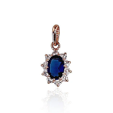 Женские,  - Золотой кулон, 0.53 g, Красное Золото 585 проба, Цирконы