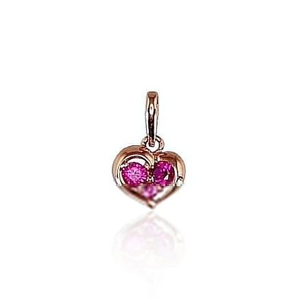 Women, Heart - Gold pendant, 0.35 g, Red Gold 585 fineness, Zirkons