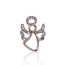 Angel, Gold pendant, Red Gold 585 fineness, Rhodium (Plating) , Diamonds