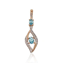 Zelta kulons, 0.63 g, Sarkanais Zelts 585 prove, rodijs (pārklājums) , Briljanti , Zilais topāzs