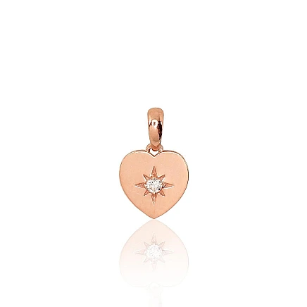Женские, Сердечко - Золотой кулон, 0.42 g, Красное Золото 585 проба, Цирконы