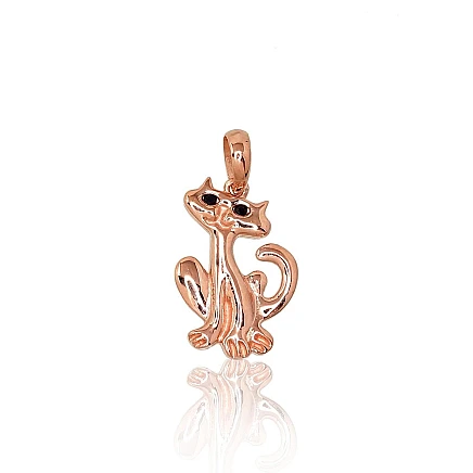 Women, Cat - Gold pendant, 0.58 g, Red Gold 585 fineness, Zirkons