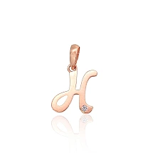 Золотой кулон, 0.34 g, Красное Золото 585 проба, Цирконы, Буква: H