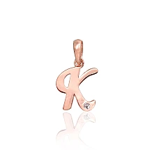 Zelta kulons, 0.42 g, Sarkanais Zelts 585 prove, Cirkoni, Burts: K