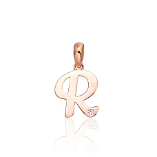 Gold pendant, 0.41 g, Red Gold 585 fineness, Zirkons, Letter: R