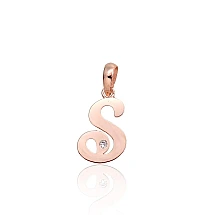 Zelta kulons, 0.45 g, Sarkanais Zelts 585 prove, Cirkoni, Burts: S