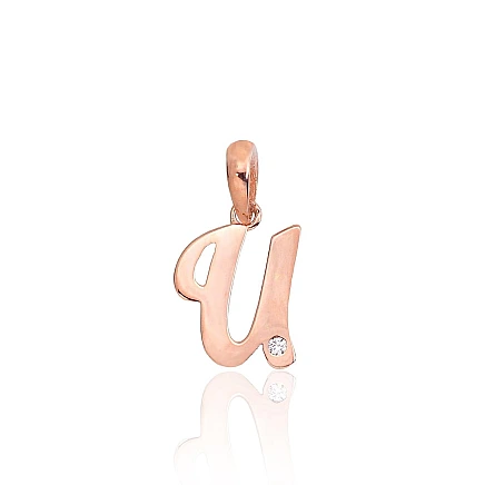 Burti, Burts U - Zelta kulons, 0.46 g, Sarkanais Zelts 585 prove, Cirkoni, Burts: U