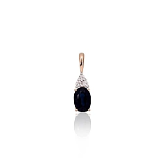 Gold pendant, 0.47 g, Red Gold 585 fineness, Rhodium (Plating) , Diamonds , Sapphire