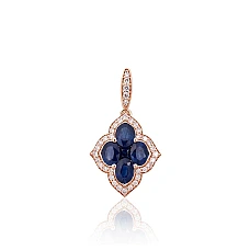 Золотой кулон, 1.29 g, Красное Золото 585 проба, Бриллианты , Сапфир