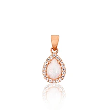 Золотой кулон, 0.94 g, Красное Золото 585 проба, Цирконы , Опалит