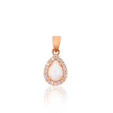 Золотой кулон, 0.96 g, Красное Золото 585 проба, Цирконы , Опалит