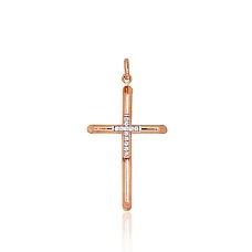 Gold pendant, 1.08 g, Red Gold 585 fineness, Rhodium (Plating) , Zirkons
