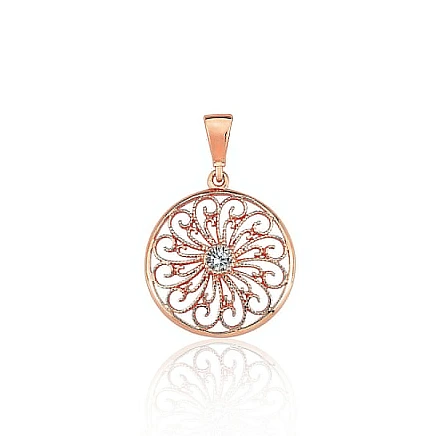Women,  - Gold pendant, 1.01 g, Red Gold 585 fineness, Zirkons