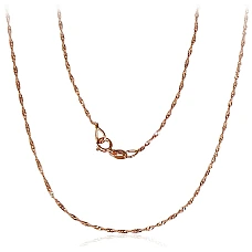 Gold chain Singapore 1 mm , diamond cut, 42, 0.79 g, Red Gold 585 fineness