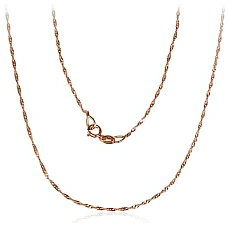 Gold chain Singapore 1 mm , diamond cut, 45, 0.83 g, Red Gold 585 fineness