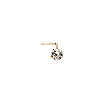 for nose,  - Gold piercing for nose, 0.08 g, Red Gold 585 fineness, Zirkons
