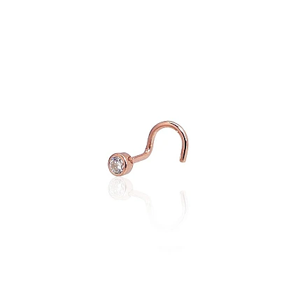 for nose,  - Gold piercing for nose, 0.15 g, Red Gold 585 fineness, Zirkons