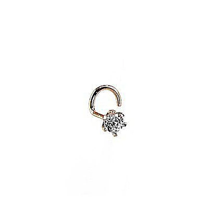 for nose,  - Gold piercing for nose, 0.16 g, Red Gold 585 fineness, Zirkons