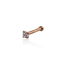 Gold piercing for nose, Red Gold 585 fineness, Zirkons