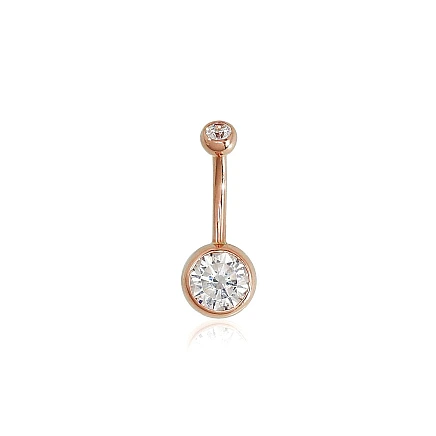 for navel,  - Gold piercing for navel, 2.19 g, Red Gold 585 fineness, Zirkons