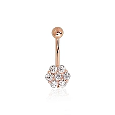 Gold piercing for navel, 1.28 g, Red Gold 585 fineness, Zirkons
