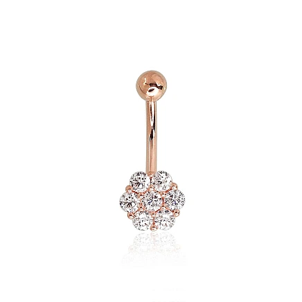 for navel,  - Gold piercing for navel, 1.29 g, Red Gold 585 fineness, Zirkons