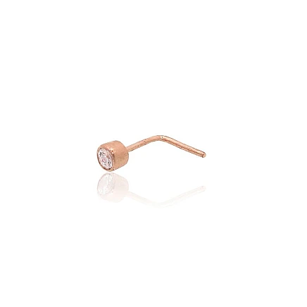 for nose,  - Gold piercing for nose, 0.1 g, Red Gold 585 fineness, Zirkons