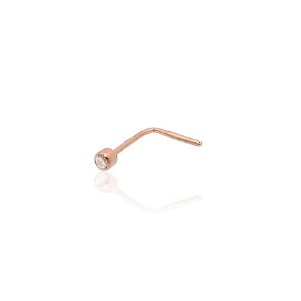 for nose,  - Gold piercing for nose, 0.09 g, Red Gold 585 fineness, Zirkons