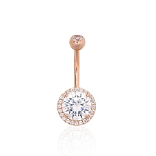 Gold piercing for navel, 1.9 g, Red Gold 585 fineness, Zirkons
