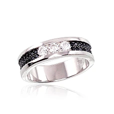 Silver ring, 18, 4.4 g, Silver 925 fineness, Rhodium (Plating), Zirkons