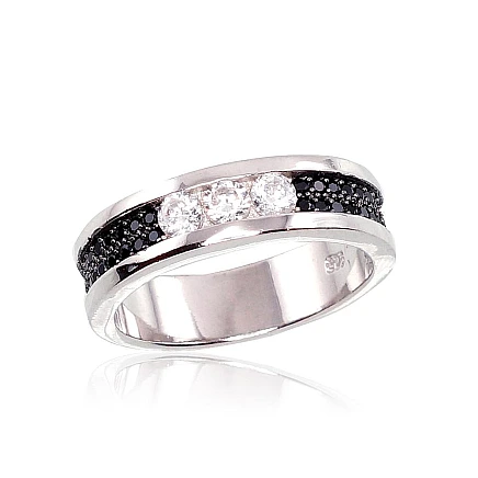 Women,  - Silver ring, 19, 4.7 g, Silver 925 fineness, Rhodium (Plating), Zirkons
